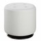 Saltoro Sherpi 18 Inch Round Swivel Ottoman, Vegan Faux Leather, Tufted Seat, White, Chrome-